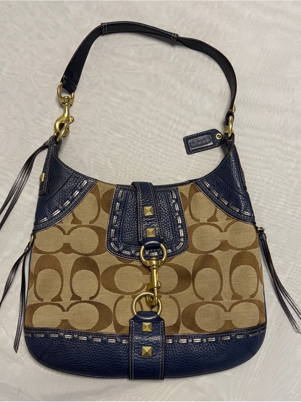 Vintage Coach Hamptons Signature Studded Hobo Shoulder Bag - Picture 2 of 12